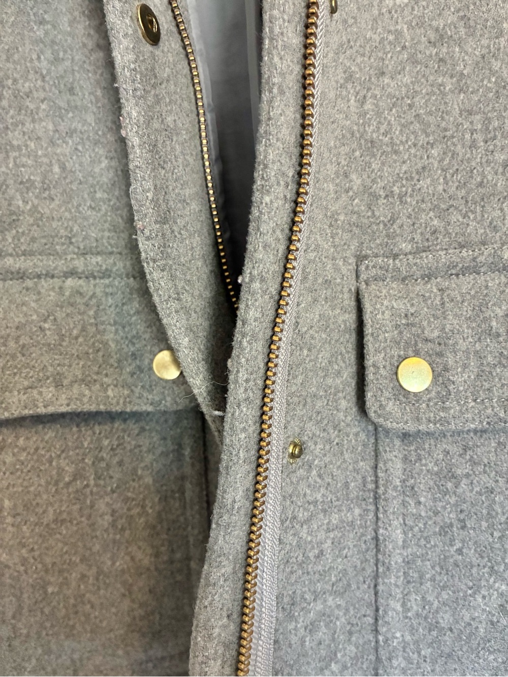 J. CREW Wool Stadium Coat Size 12 Grey Hooded - Picture 5 of 11